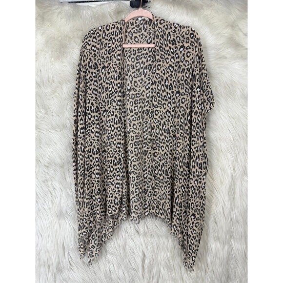 American Eagle Raw Hem Leopard Print Kimono Cardigan Open Front Animal O/S - Picture 3 of 8